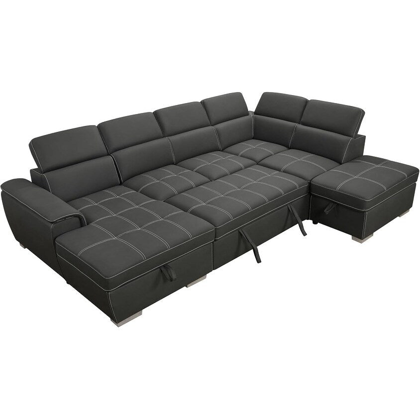 Canapé modulable réversible 7 places Roomfitters 128 en U avec repose-pieds, gris