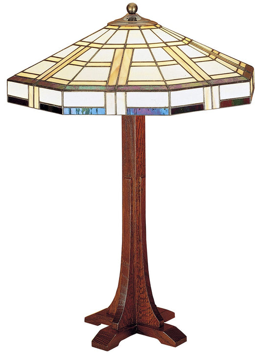 Lampe de table à base croisée avec abat-jour en verre artistique