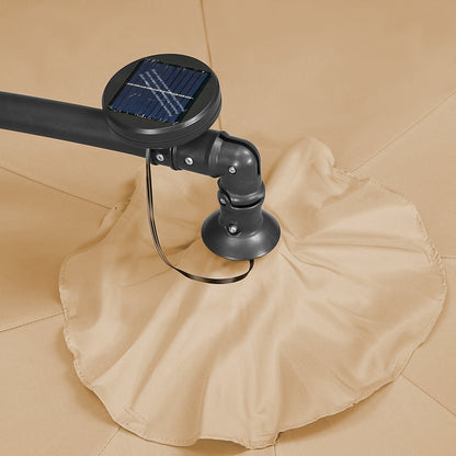 Parasol de terrasse éclairé à énergie solaire de 3 m avec pied