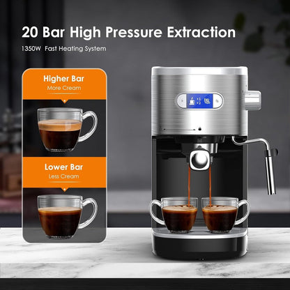 Machine à expresso 20 bars avec mousseur à lait et buse vapeur, machine à cappuccino et latte pour la maison, cadeau pour les amateurs de café