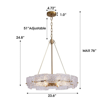Lustre moderne en cristal doré de 23,6 po, 6 lumières, style tambour glamour, pour îlot de cuisine et salle à manger