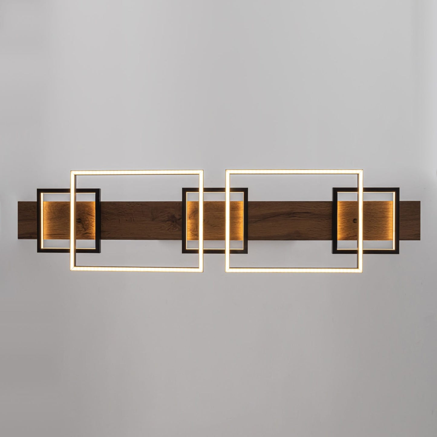 Lustre linéaire en bois à 3/5 lumières LED intégrées pour îlot de cuisine