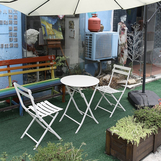 Ensemble bistro de patio 3 pièces avec table ronde pliable et chaises