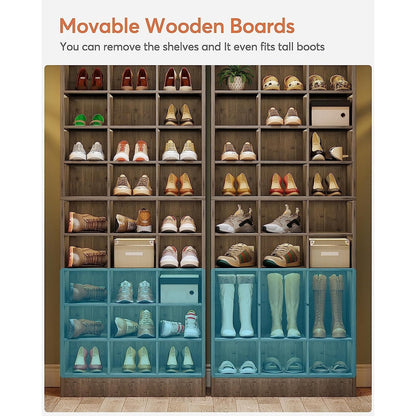 Meuble à chaussures haut 30 paires, 10 niveaux, en bois blanc, pour placard, entrée