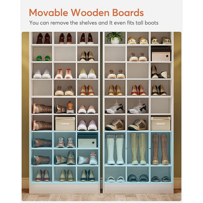 Meuble à chaussures haut 30 paires, 10 niveaux, en bois blanc, pour placard, entrée