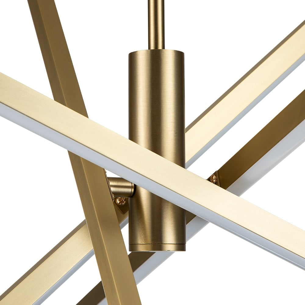 Lustre LED moderne en aluminium noir/doré, plafonnier linéaire Spoutnik pour salon/salle à manger/cuisine