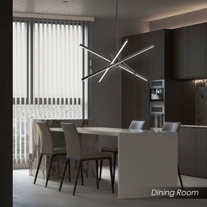 Lustre LED moderne en aluminium noir/doré, plafonnier linéaire Spoutnik pour salon/salle à manger/cuisine