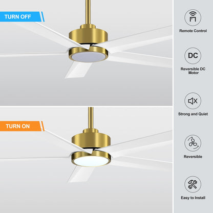 Ventilateur de plafond LED Breezary 65/52/42 à 5 pales avec kit d'éclairage et télécommande