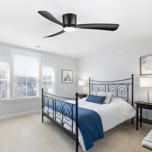 Ventilateur de plafond encastré à DEL noir/blanc de 52 pouces avec télécommande (3 pales)