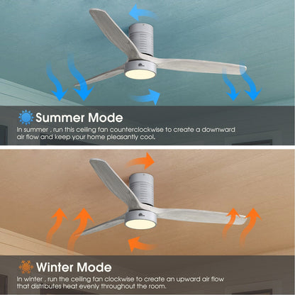 Ventilateur de plafond encastré de style campagnard de 52 pouces avec éclairage et télécommande, moteur CC réversible