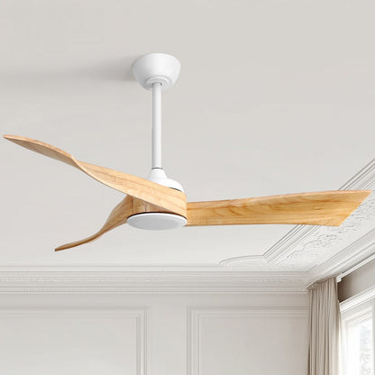 Ventilateur de plafond moderne en bois massif/ABS de 52 pouces avec télécommande (sans lumière), 6 vitesses de vent, flux d'air réversible