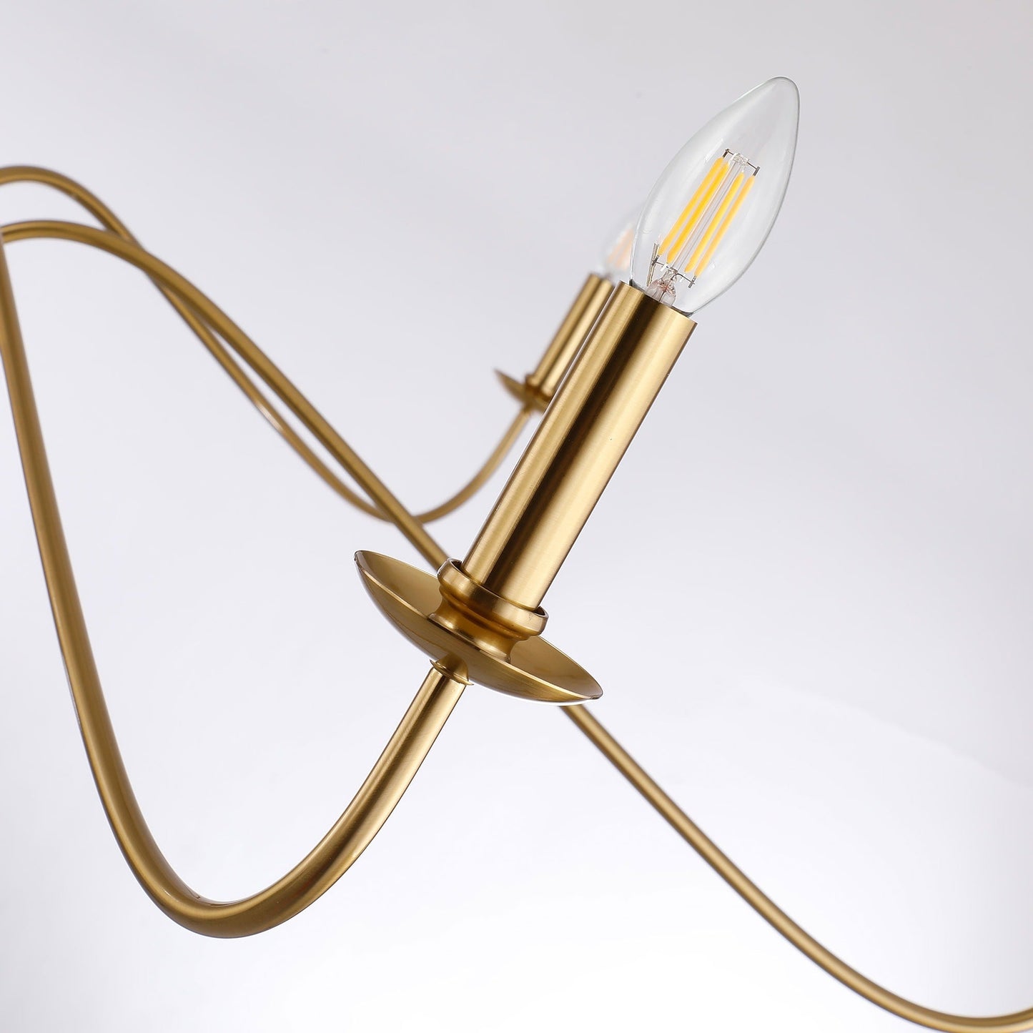 Lustre minimaliste à 6 lumières de 64 pouces, noir mat, or et chrome - N/A