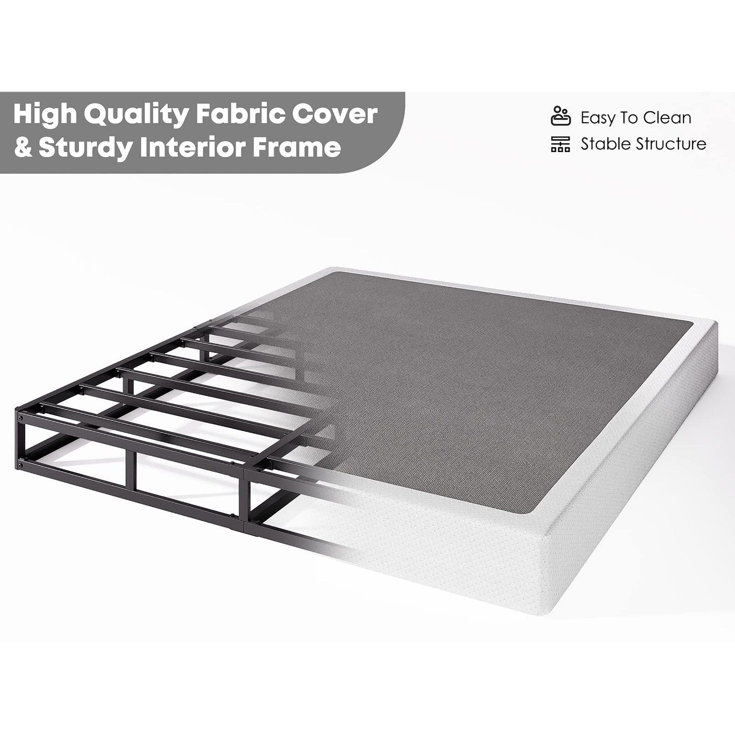 Sommier métallique FSCHOS de 7 pouces, sommier de base, sans pieds