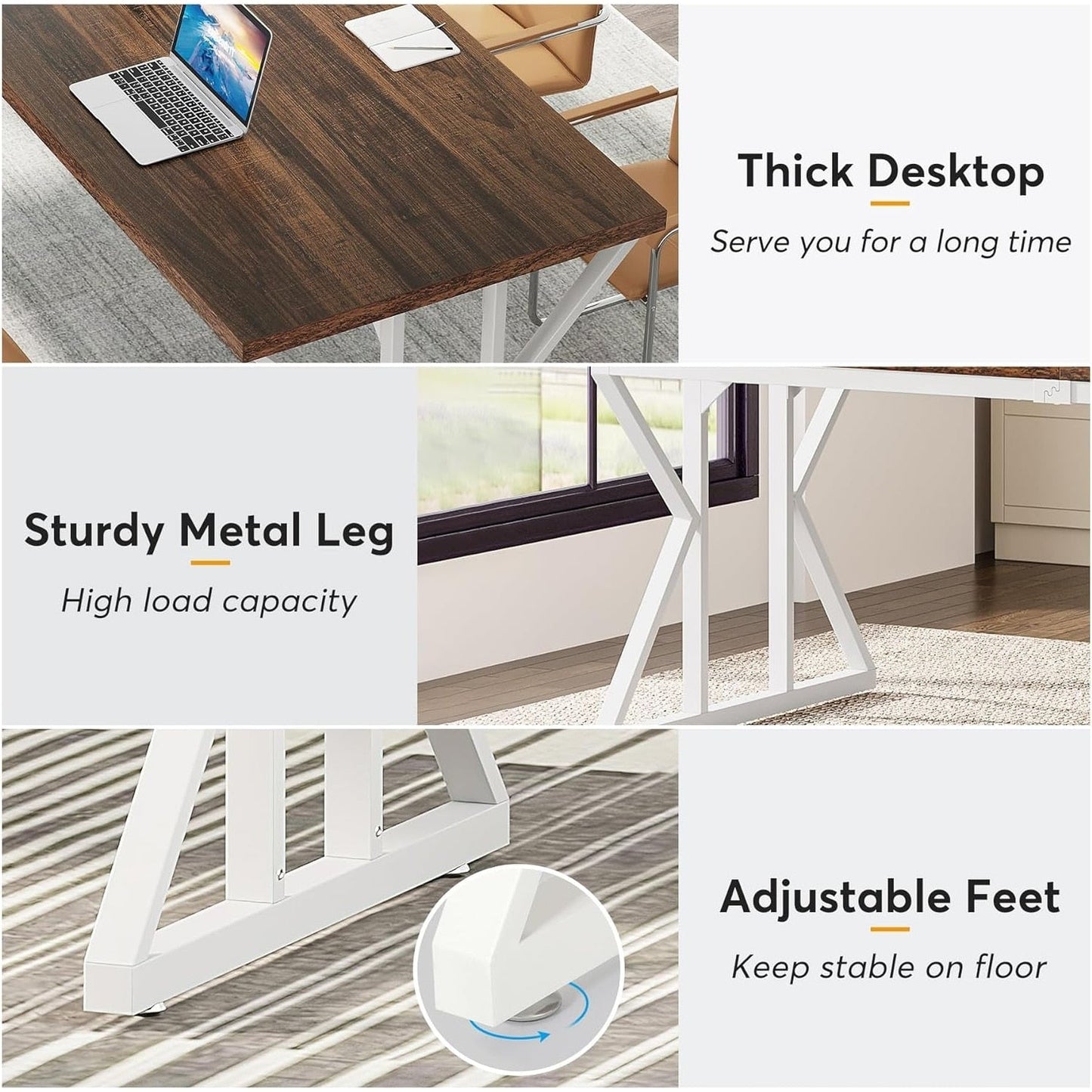 Bureau exécutif de 70,8 pouces, grand poste de travail informatique