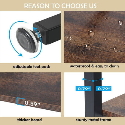 Bibliothèque industrielle à 6 niveaux en bois brun rustique, étagères ouvertes