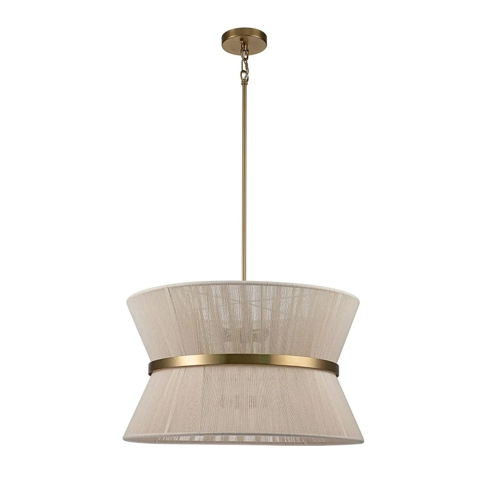 Lustre tambour bohème moderne à 8 lumières, grand format, 61 cm, en tissu tissé à la main, couleur or/noir, pour salle à manger/salon
