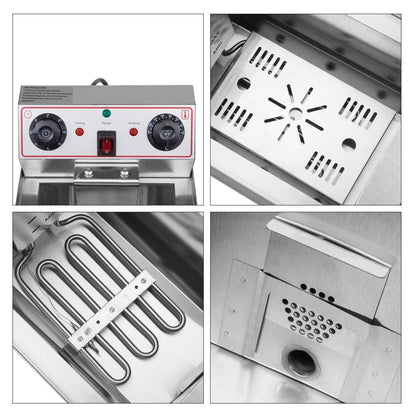 Friteuse à cuve unique en acier inoxydable de 8,5 QT, 1 700 W max., avec robinet et grande poignée