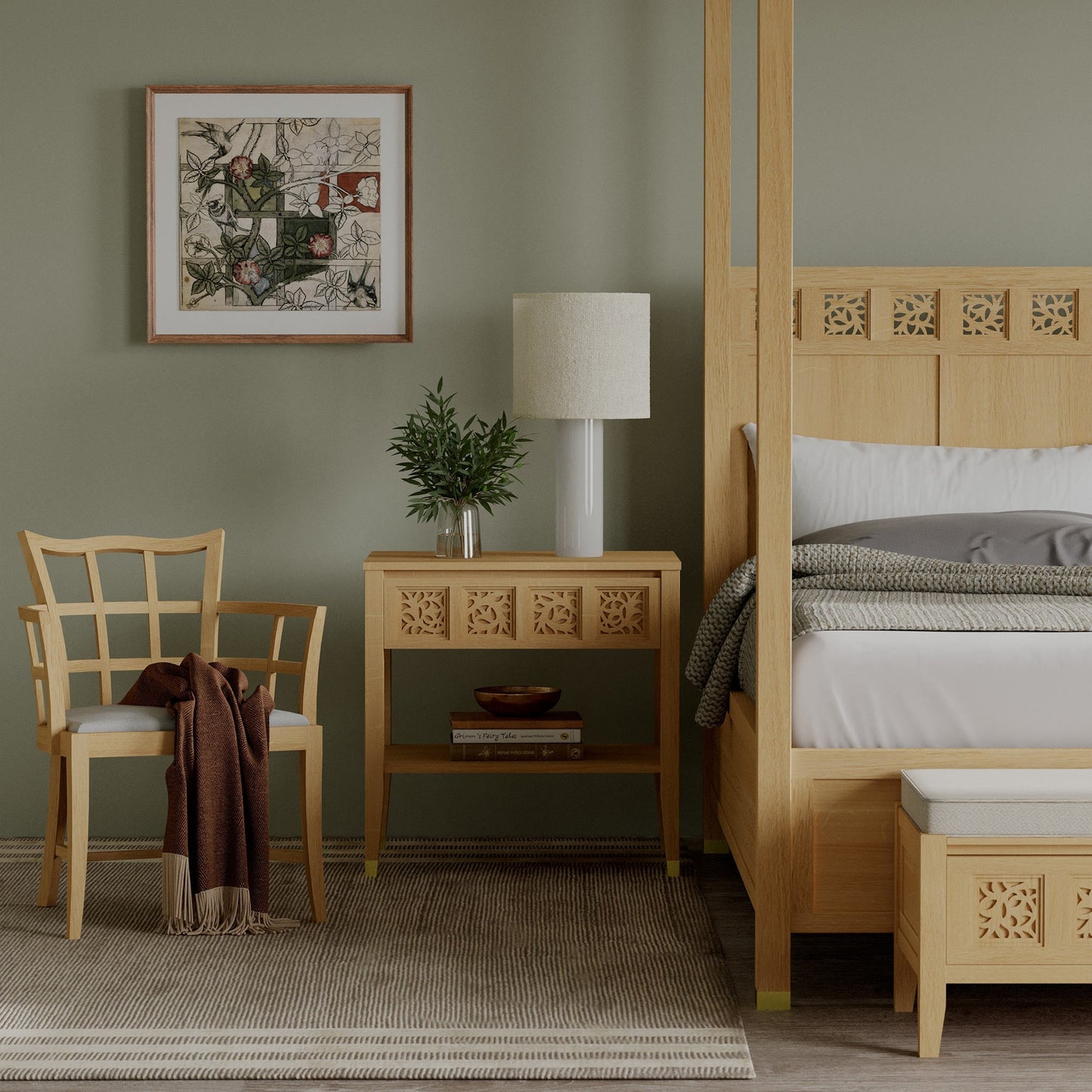 Table de chevet ouverte Surrey Hills, plateau en bois