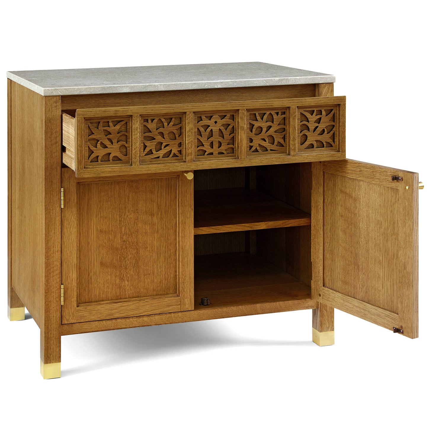 Table de chevet à deux portes Surrey Hills, plateau en pierre