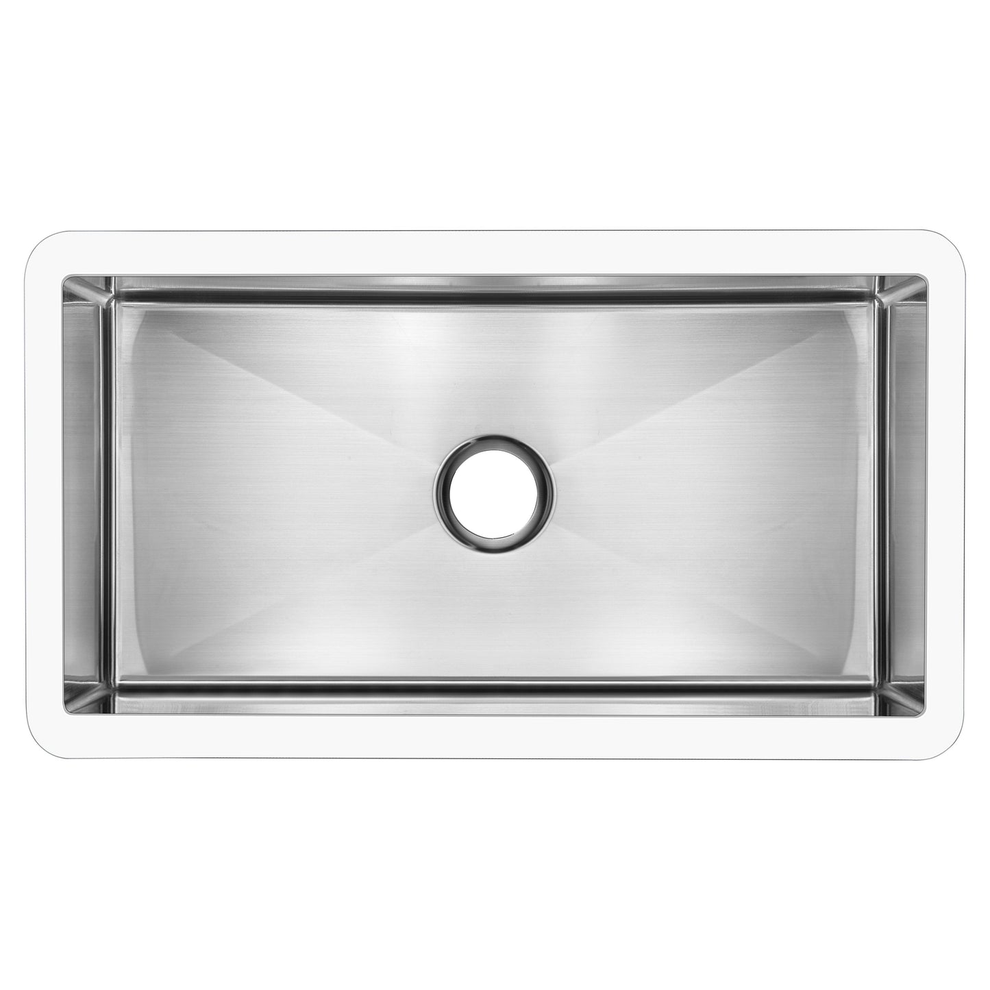 Évier de cuisine simple ANZZI Apollo blanc mat en surface solide de style ferme, 36 po, avec intérieur en acier inoxydable