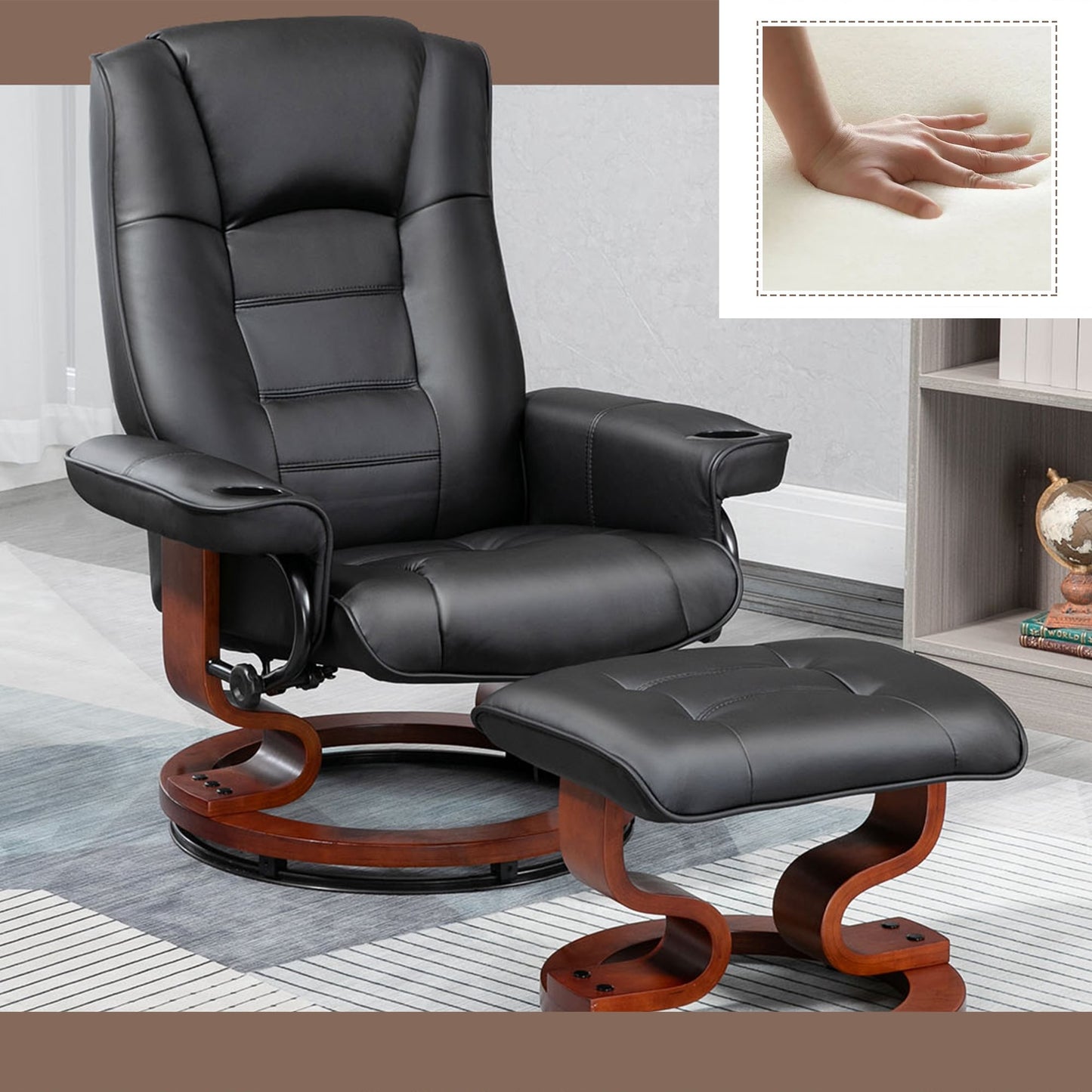 Fauteuil inclinable AVAWING avec ottoman pivotant