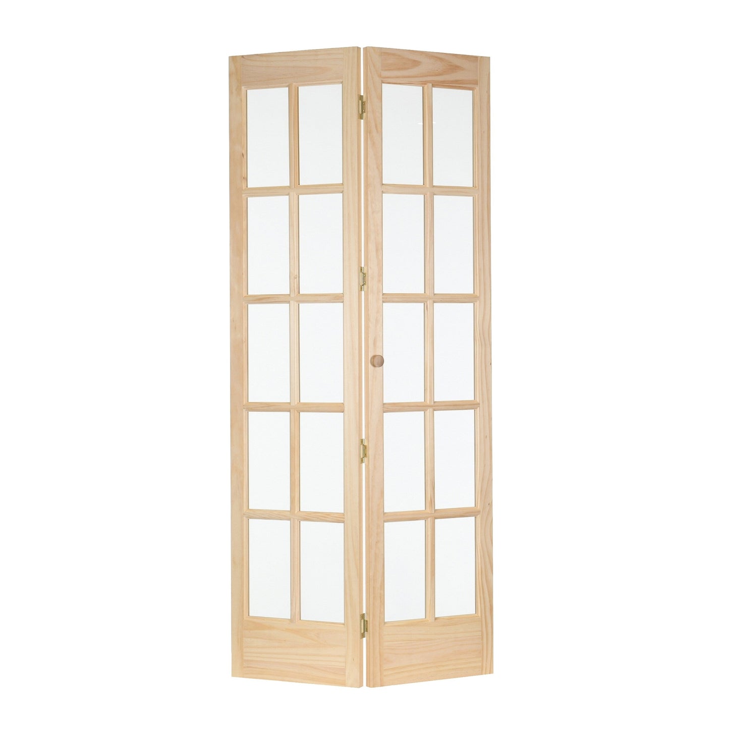 Porte pliante traditionnelle en pin brut AWC de 32 pouces avec verre divisé