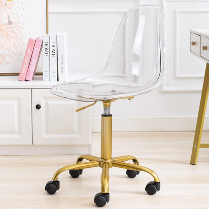 Chaise de bureau pivotante en acrylique à hauteur réglable sans accoudoirs