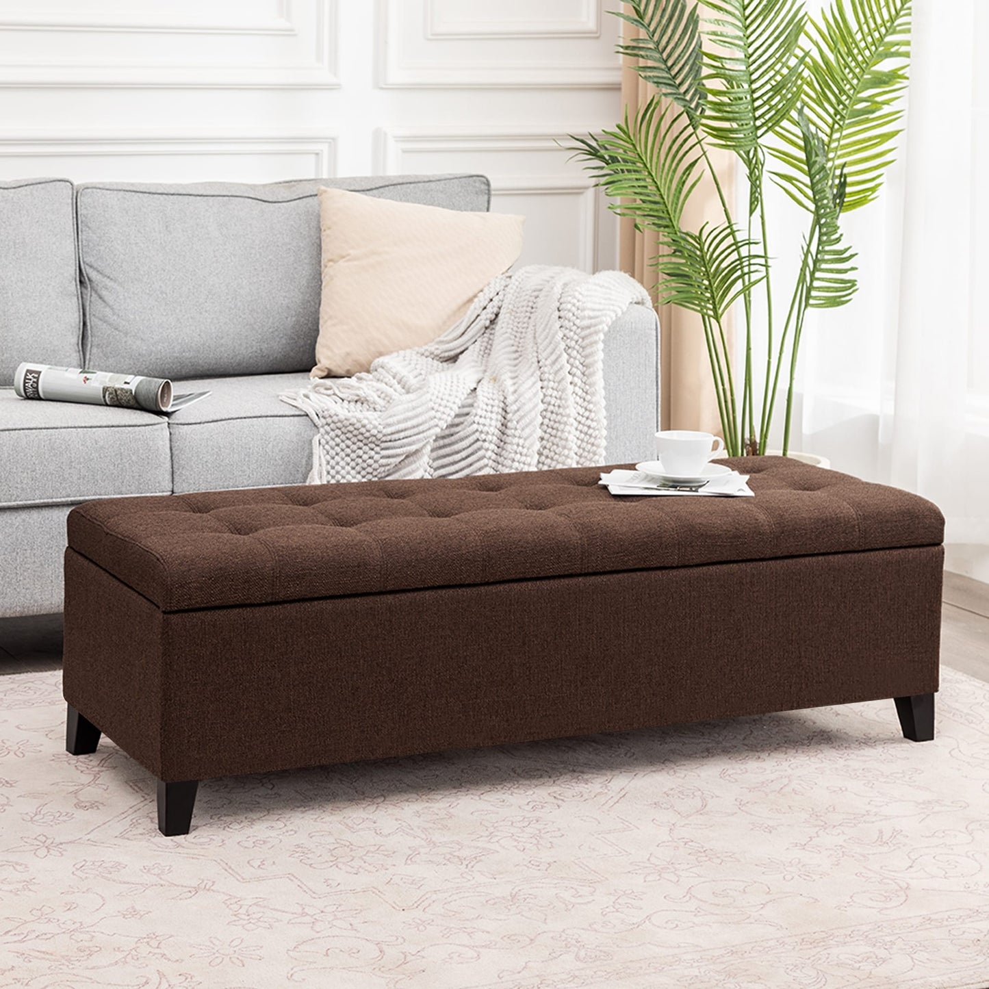 Banc ottoman de rangement en cuir reconstitué Adeco 50