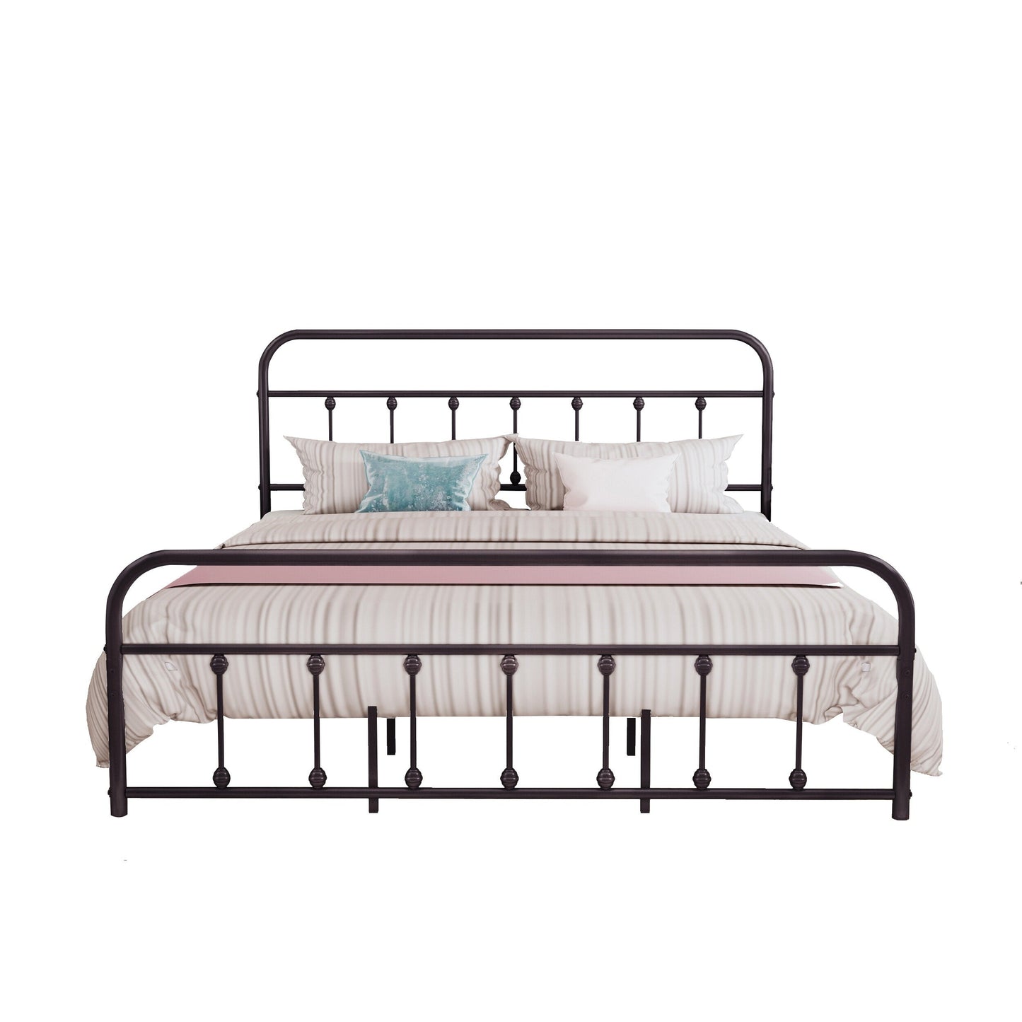 Cadre de lit plateforme en métal vintage simple Alazyhome, montage facile