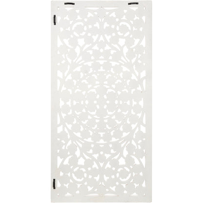 Panneau mural Allen blanc lavé sculpté à la main 48 x 28 pouces avec incrustation de miroir