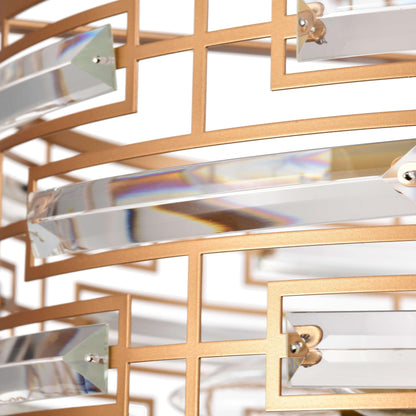 Lustre à abat-jour tambour Anita avec prisme en verre transparent