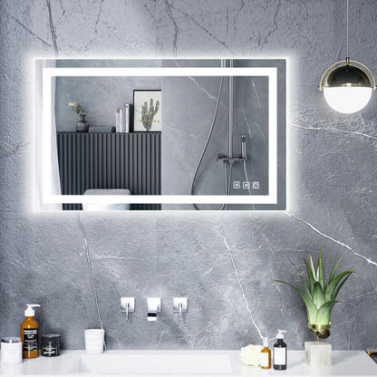 Miroir de salle de bain antibuée rétroéclairé RVB et à éclairage frontal LED