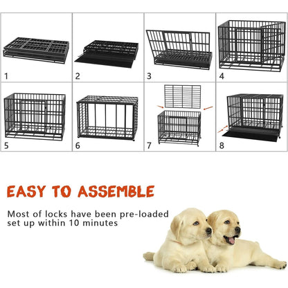 Cage pour chien Bossin 48/38 pouces, robuste et indestructible, cage anti-évasion avec roues verrouillables