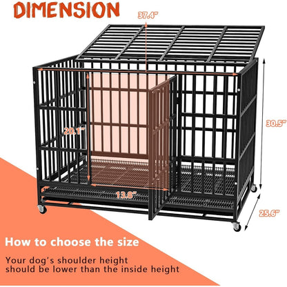 Cage pour chien Bossin 48/38 pouces, robuste et indestructible, cage anti-évasion avec roues verrouillables
