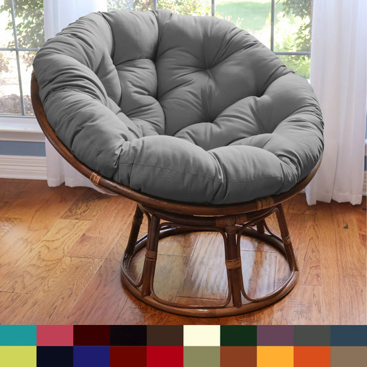 Chaise Papasan Bali en rotin de 42 pouces avec coussin en sergé