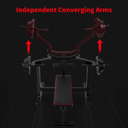 Machine de développé couché Zenova avec bras convergents indépendants et support d'haltères