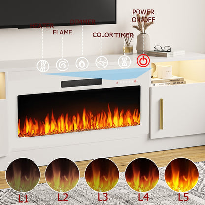 Meuble TV Bossin 70 avec cheminée électrique de 36 pouces, meuble TV pour téléviseurs jusqu'à 80 pouces, éclairage LED 16 couleurs/centre de divertissement