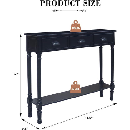 Console d'entrée à 3 tiroirs en bois de Burlington