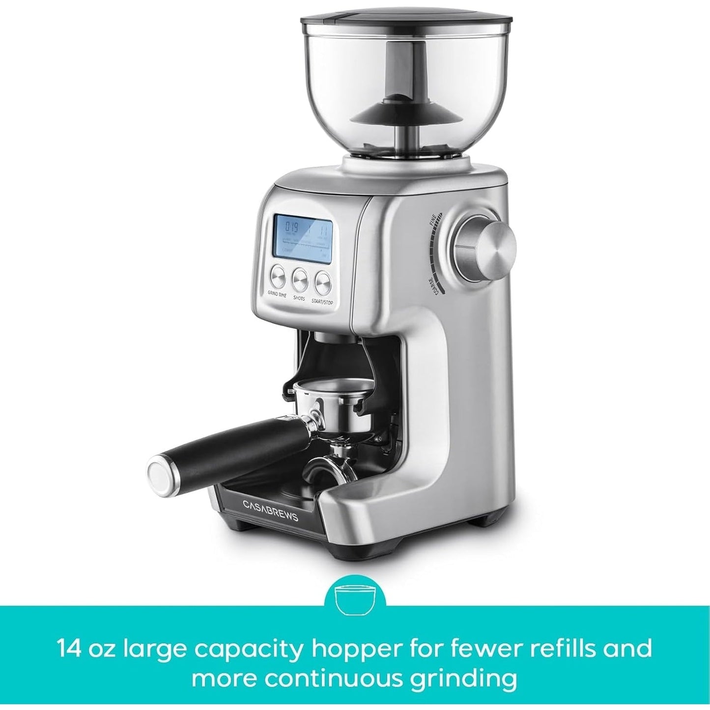 Moulin à café électrique CASABREWS Tornado à meules coniques argentées - N/A