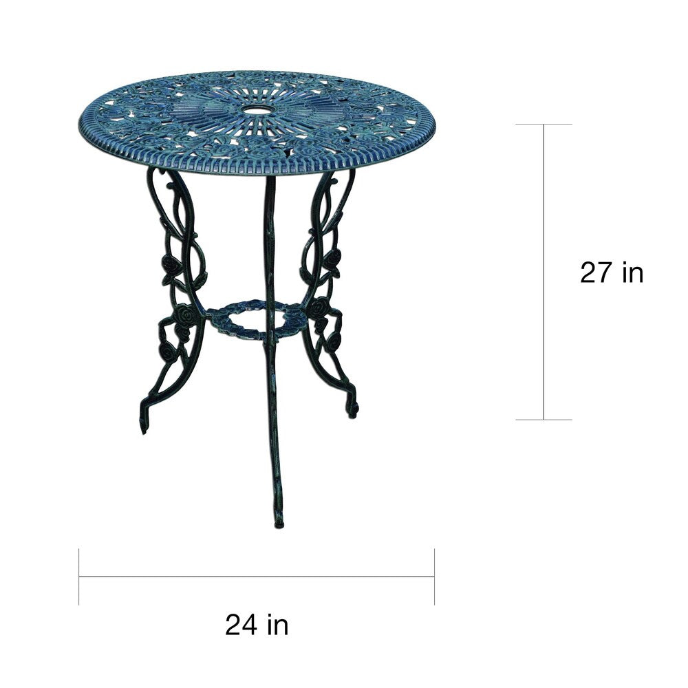 Ensemble bistro 3 pièces Camellia en fonte d'aluminium vert Verdi avec table et 2 chaises