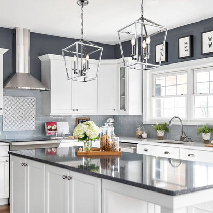 Lustre suspendu style lanterne à bougie pour escalier ou îlot de cuisine - N/A