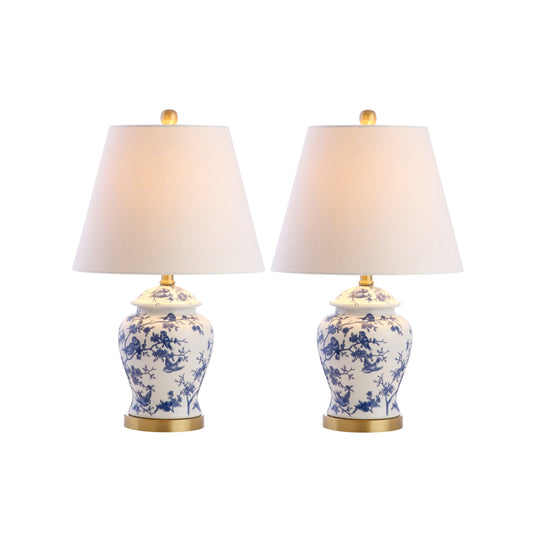 Lampe de table Choi 22 Chinoiserie, bleu/blanc (lot de 2) par JONATHAN Y