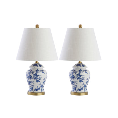 Lampe de table Choi 22 Chinoiserie, bleu/blanc (lot de 2) par JONATHAN Y