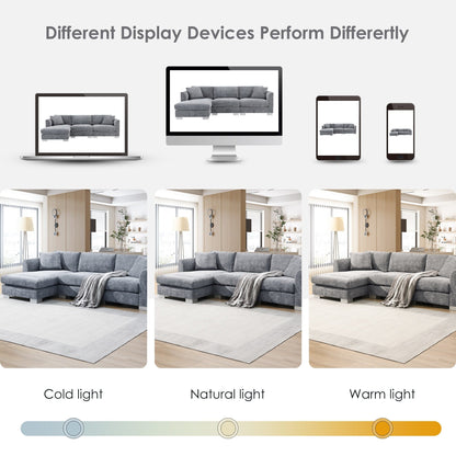 Canapé sectionnel Cloud, ensemble de canapés de luxe en forme de L avec 2 oreillers gratuits, mobilier d'intérieur 4 places en chenille avec méridienne surdimensionnée