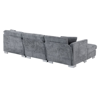Canapé sectionnel Cloud, ensemble de canapés de luxe en forme de L avec 2 oreillers gratuits, mobilier d'intérieur 4 places en chenille avec méridienne surdimensionnée