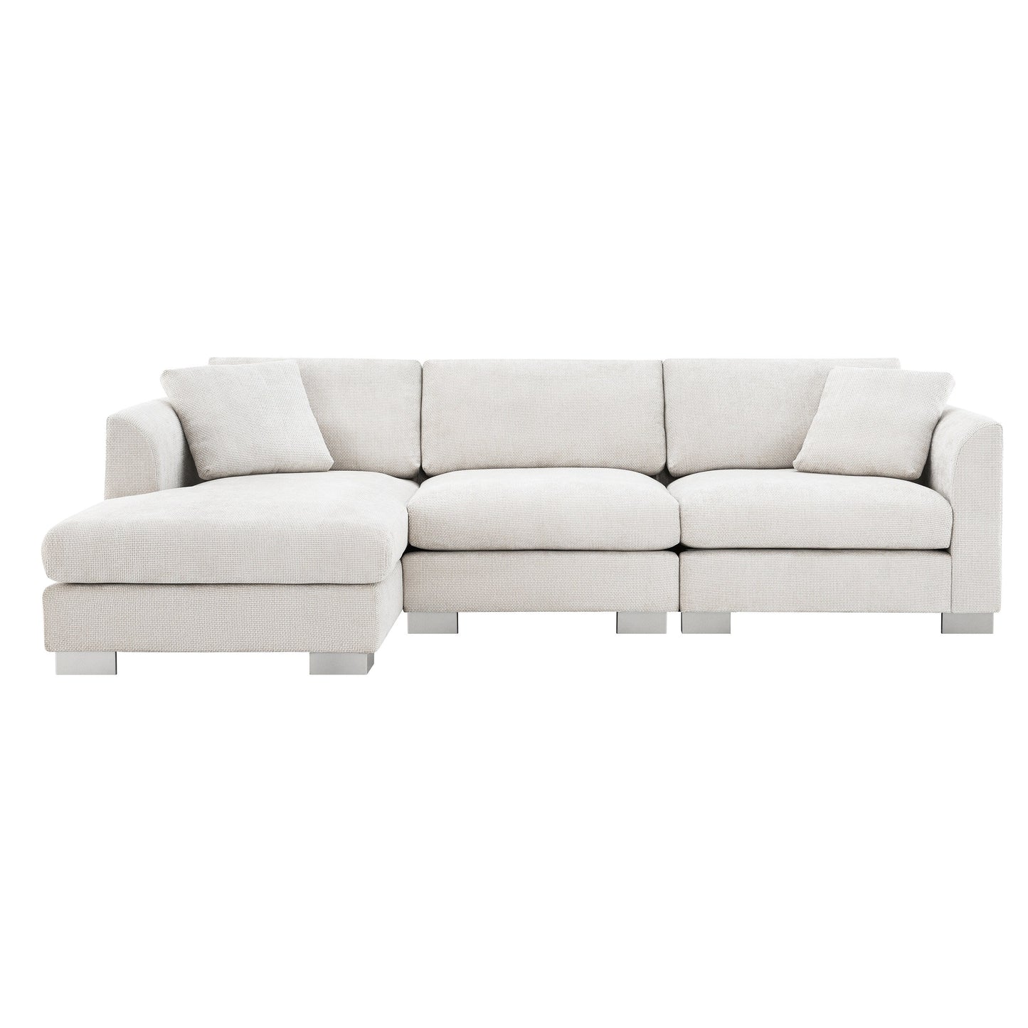 Canapé sectionnel Cloud, ensemble de canapés de luxe en forme de L avec 2 oreillers gratuits, mobilier d'intérieur 4 places en chenille avec méridienne surdimensionnée