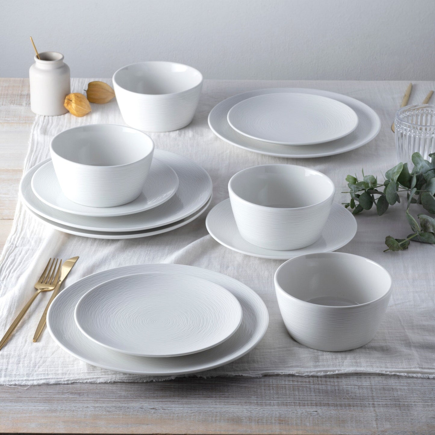 Service de table Noritake Colorscapes Swirl 12 pièces, coupe, service pour 4 personnes