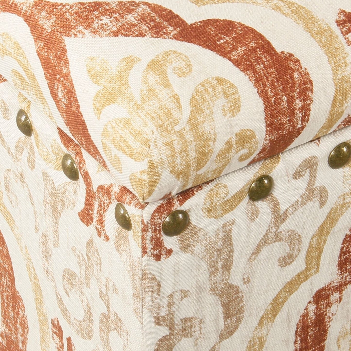 Banc de rangement rembourré Copper Grove Muscari avec bordure cloutée