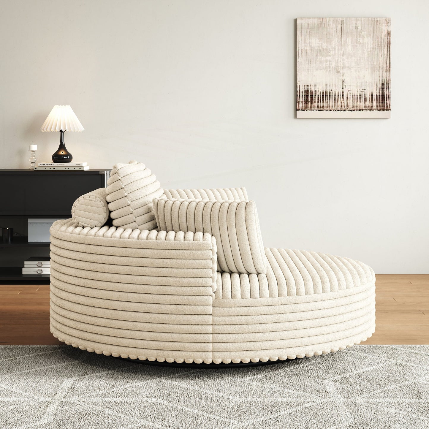 Chaise pivotante simple en velours côtelé et mousse chenille