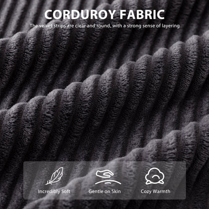 Canapé pouf rembourré en velours côtelé et mousse à mémoire de forme avec pouf - 48,4 L x 67,7 l x 24,4 H